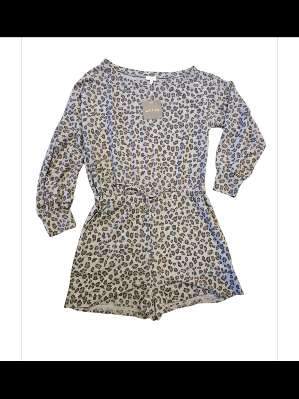 Le Lis Collection Leopard Print Fleece Romper in size Large NWT